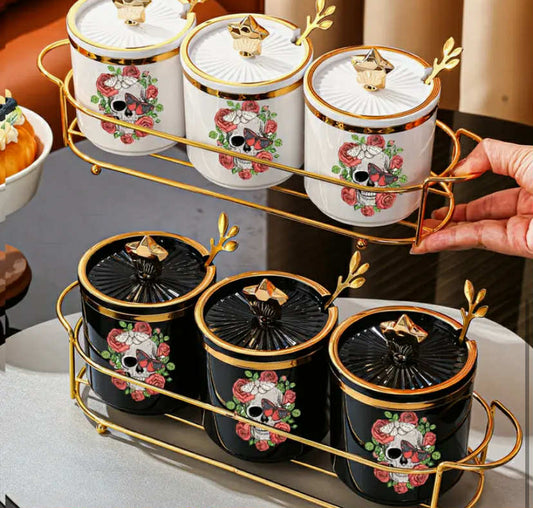 [Industrial Sugar Jar] 1 Set Plastic Household Living Room Dining Room Kitchen Storage