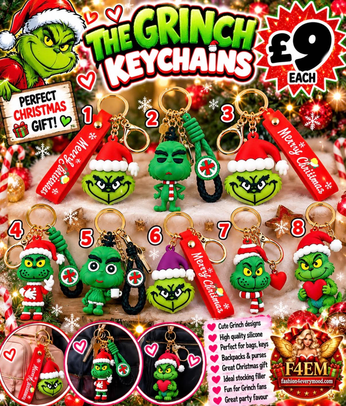 🎄 THE GRINCH CHRISTMAS KEYCHAINS 🎄