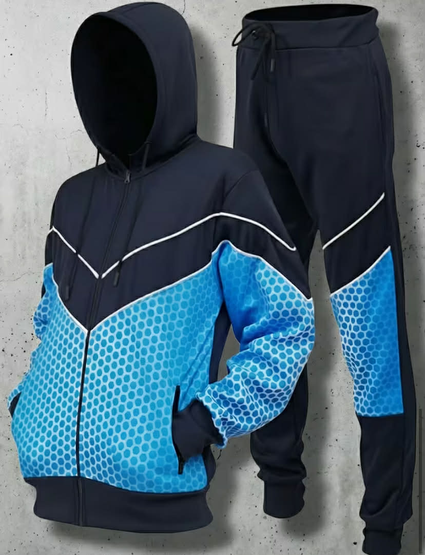 Love My Fashions Mens Tracksuit Set 2pcs Sweat Suit Full Zip Polyester Tracksuits Hooded Activewear Suit Jogging Bottoms