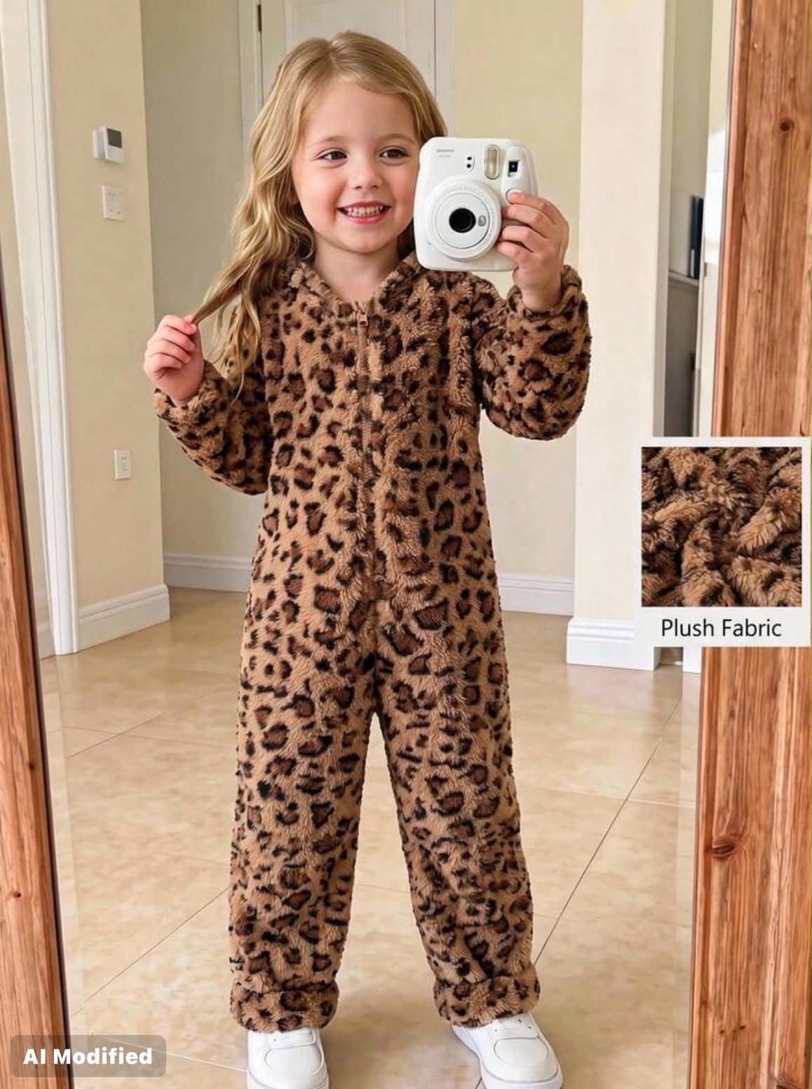 Young Girls Cute Plush Autumn Winter Jumpsuit Casual Versatile Fun
