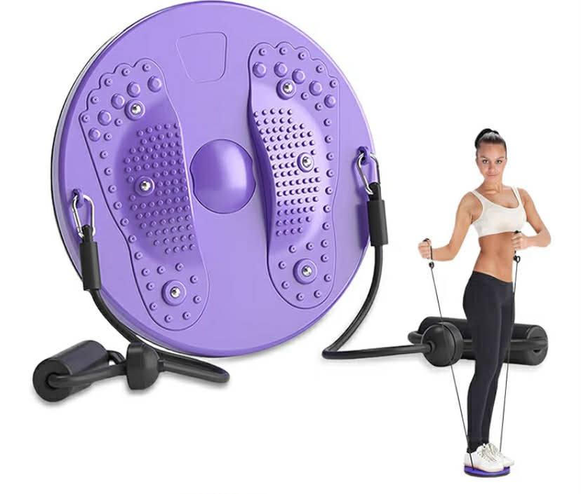 Body Shaping Waist Twisting Disc - Fitness Turntable for Home Workout, Waist Wriggling Plate with Resistance Bands and Foot Massage