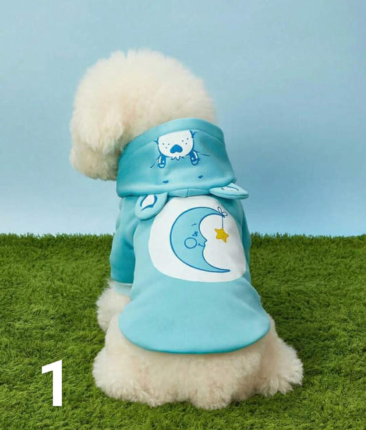 1 pc Share Bear Printed Purple Cute 3D Ears Hoodie Hoodie Pet Cat Dog Universal Velvet Warm And Comfortable Dog Hoodie