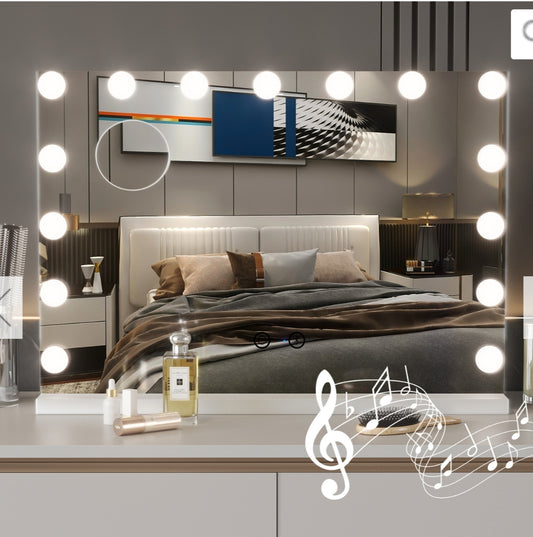 Hollywood Vanity Mirror Bluetooth - White