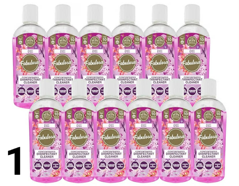 Fabulosa 4 in 1 Concentrated Antibacterial Disinfectant All Purpose Cleaner, 220ml, 12 Pack, Winter Angel