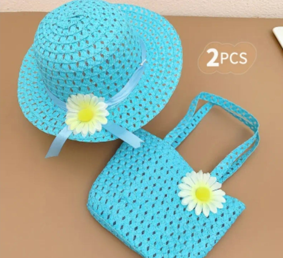 Two ' Additions Featuring Colorful And Cute Woven Flower Hats And Bags