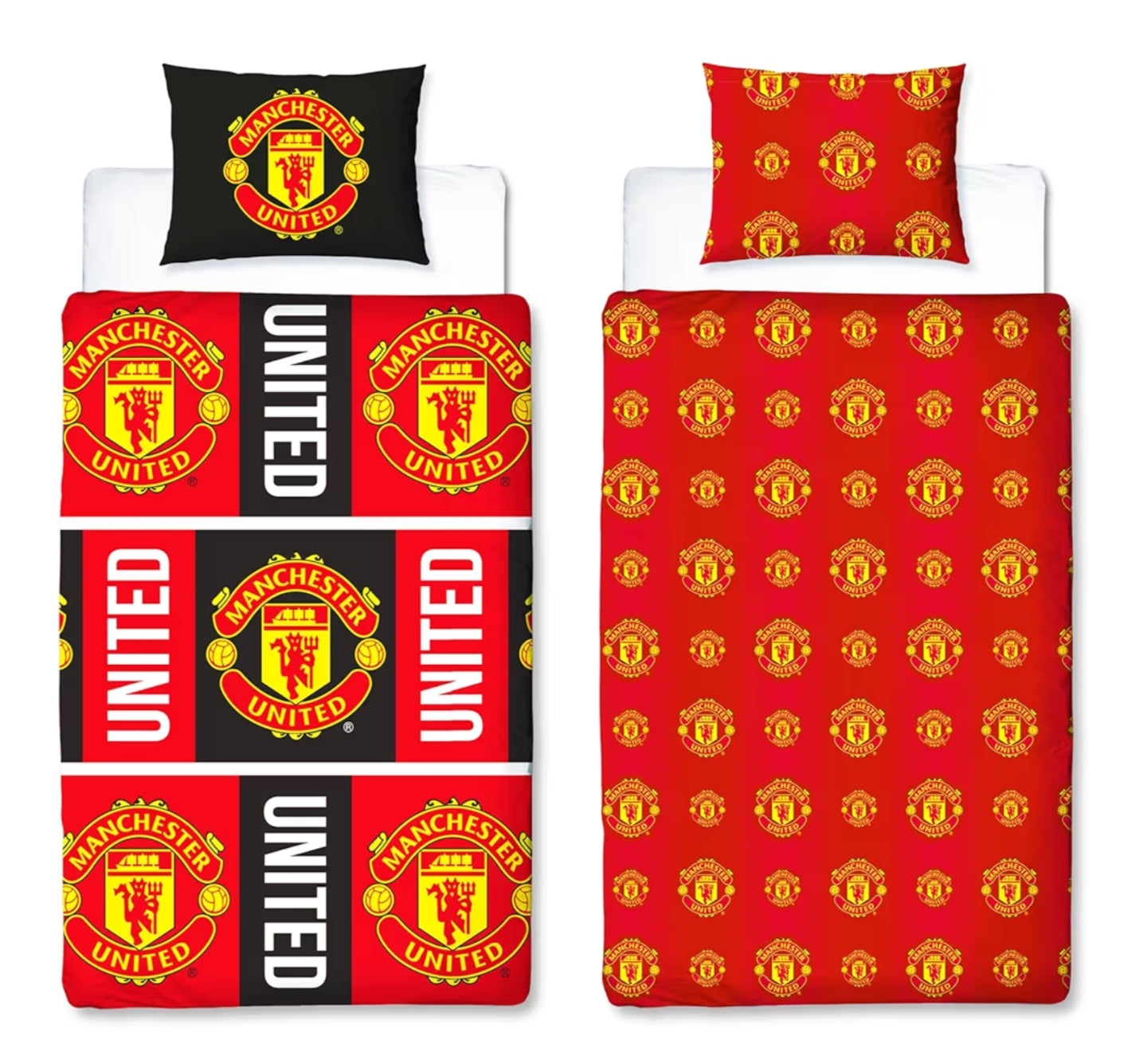 Man Utd Duvet Cover Set Trafford Design Red 2 Sided