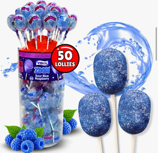 Vidal Tongue Painter Lollies Zoom Sour Blue Raspberry, 50 pcs