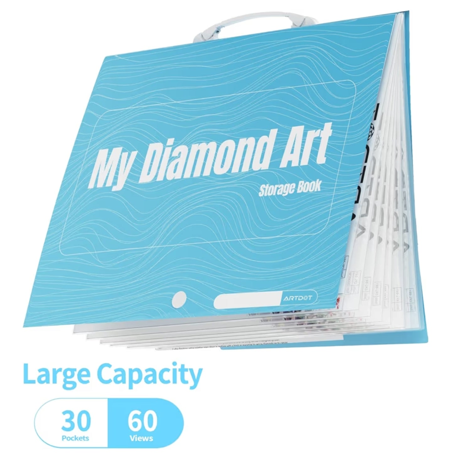A3 Storage Book for Diamond Painting Kits, Diamond Art Portfolio Folder with 30 Pocket Slevees Protectors