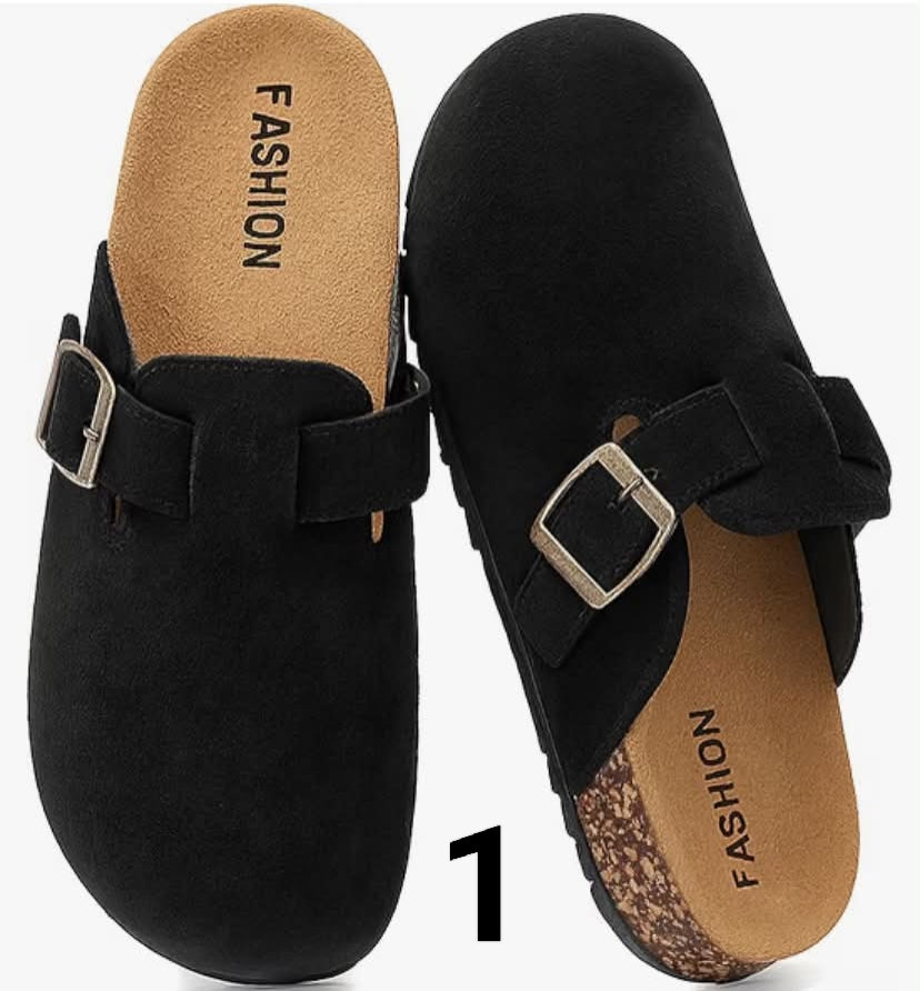Suede Clogs Women Leather, Mules Men With Soft Cork Footbed Anti Slip