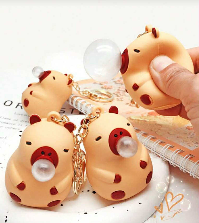 1 pc New Cartoon Cute Squeeze Stress Reliever Hamster Bubble Blowing Doll Pendant,