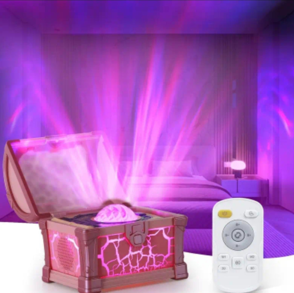 Treasure Chest Northern Lights Projector LED Projector Light with Bluetooth Speaker Kids Night Light Blue / Pink