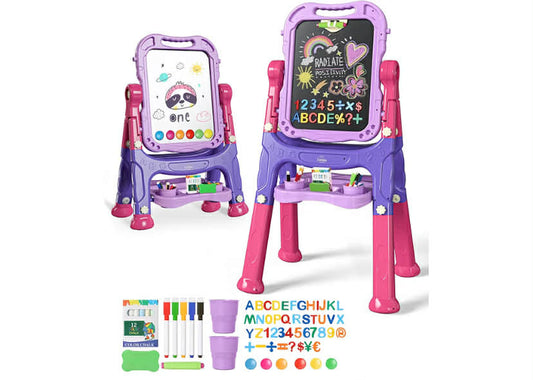 Toys for 1 2 3 4 5 6 Year Old Girls Gifts, Art Easel for Kids Drawing Board 1st Birthday Gifts for Girls Toys Age 1 2 3 Birthday Presents Toddler Learning Baby Toys