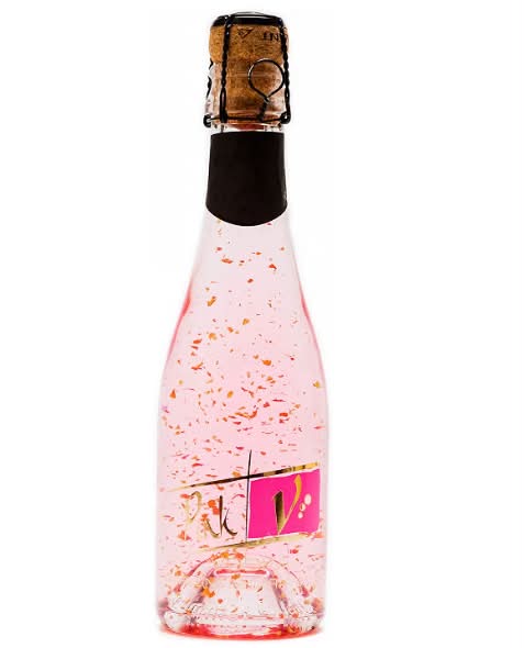 Gold Spirits Sparkling Pink Vodka with Edible Gold Flakes