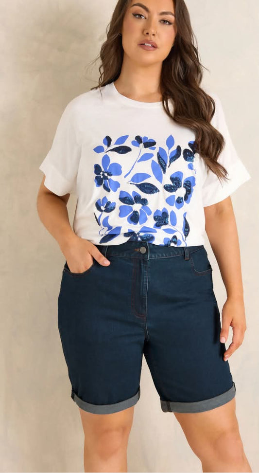 Curve Fit Indigo Blue Denim Shorts