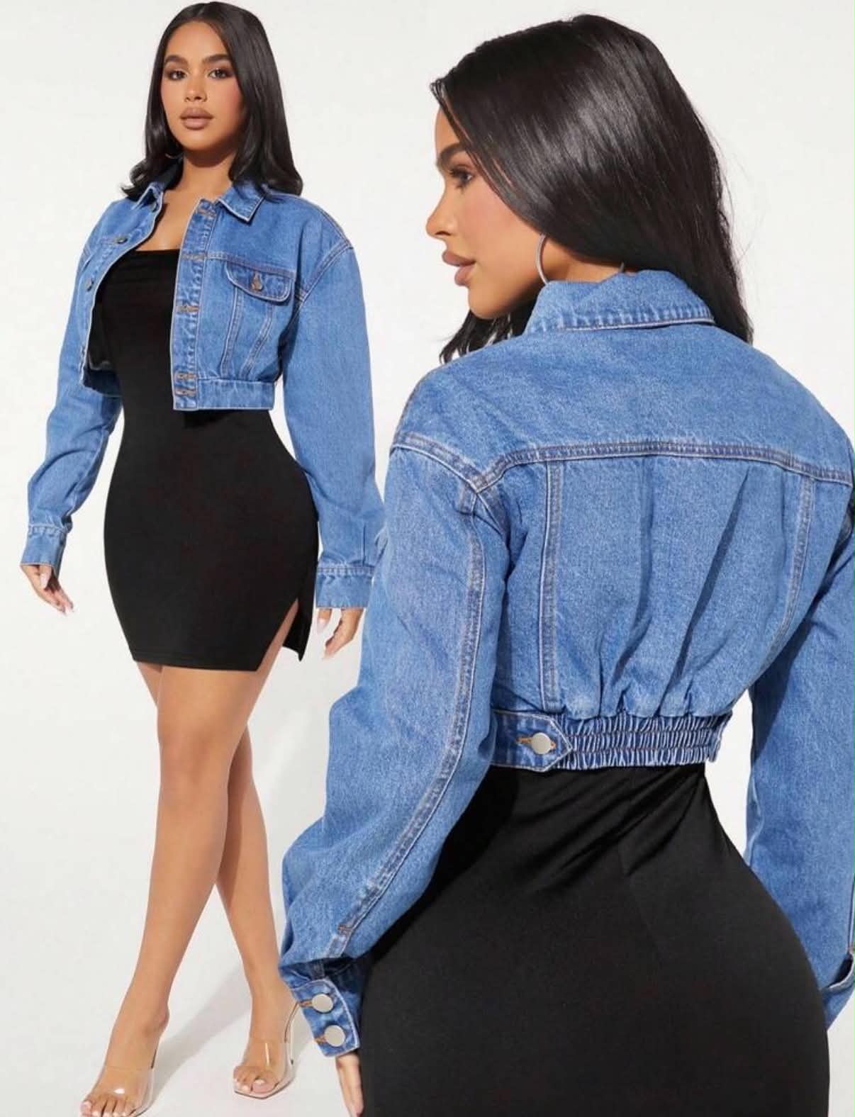 Women's Long Sleeve Single-Breasted Casual Loose Short Denim Jacket