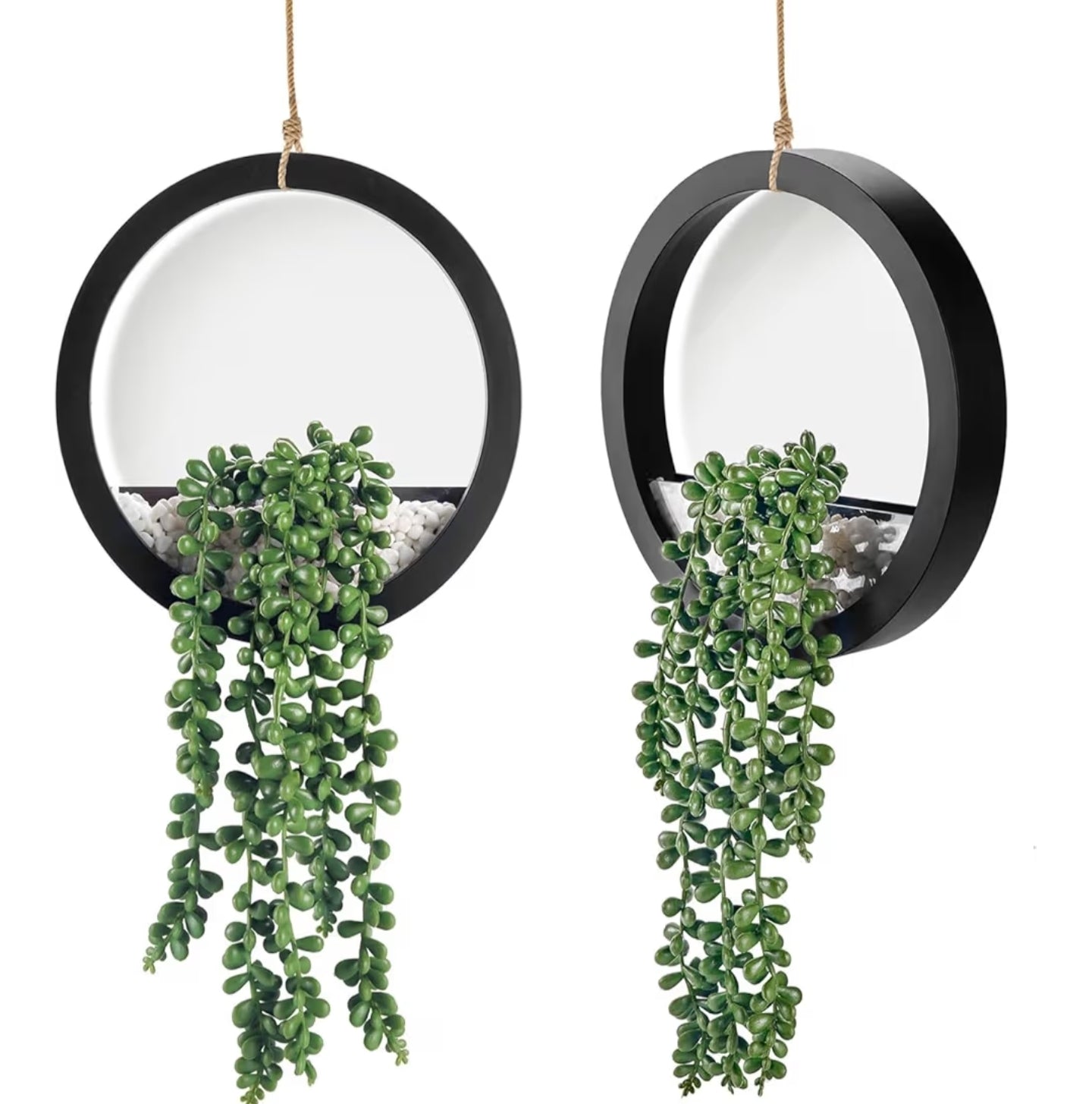 Der Rose 2 Pack Fake Plants Hanging Artificial Succulents Plants in White Pots
