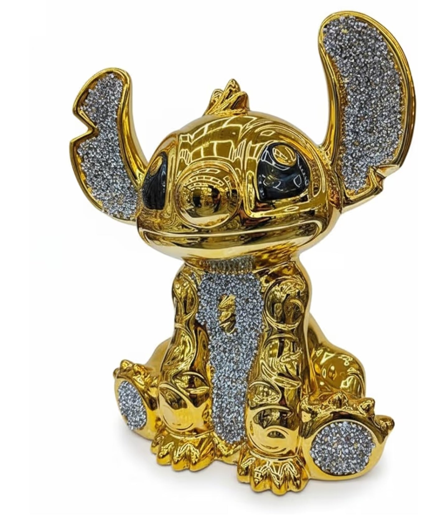 Stitch Ceramic Sparkly Shelf Sitter Ornament Home Decor Best Gift (Gold)