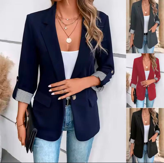 New women's casual and fashionable jacket with rolled sleeves