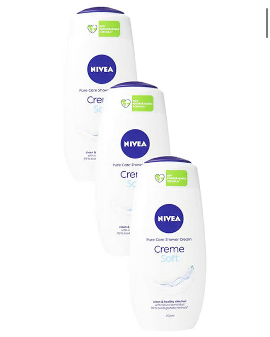 NIVEA Care Shower Creme Soft (250 ml) Enriched with Almond Oil, Moisturising Gel Body Wash, Skin Moisturiser with Mild Scent