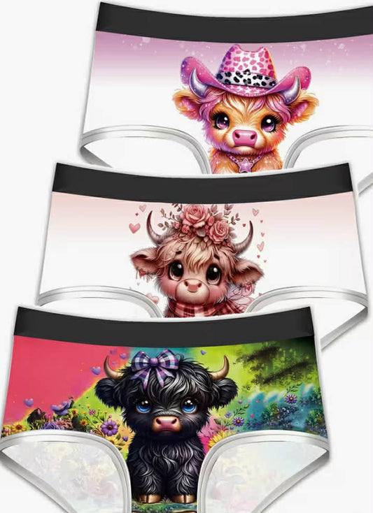 Set of 3 Funny And Cute Cartoon Digital Print Plus-Size Women'S Underwear, And Stretchy, Fashionable And Comfortable, Breathable Plus-Size Women'S Panties