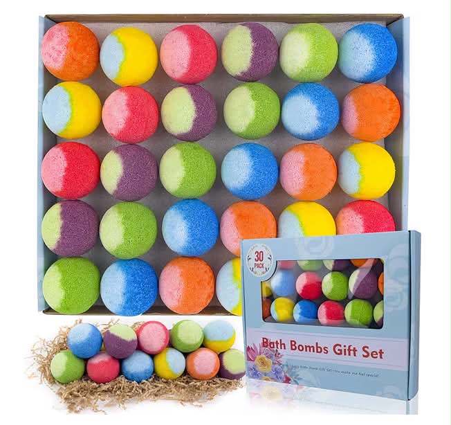 30 Pcs Bath Bomb Natural Organic Mini Bath Bombs, Handmade with Rich Fizz