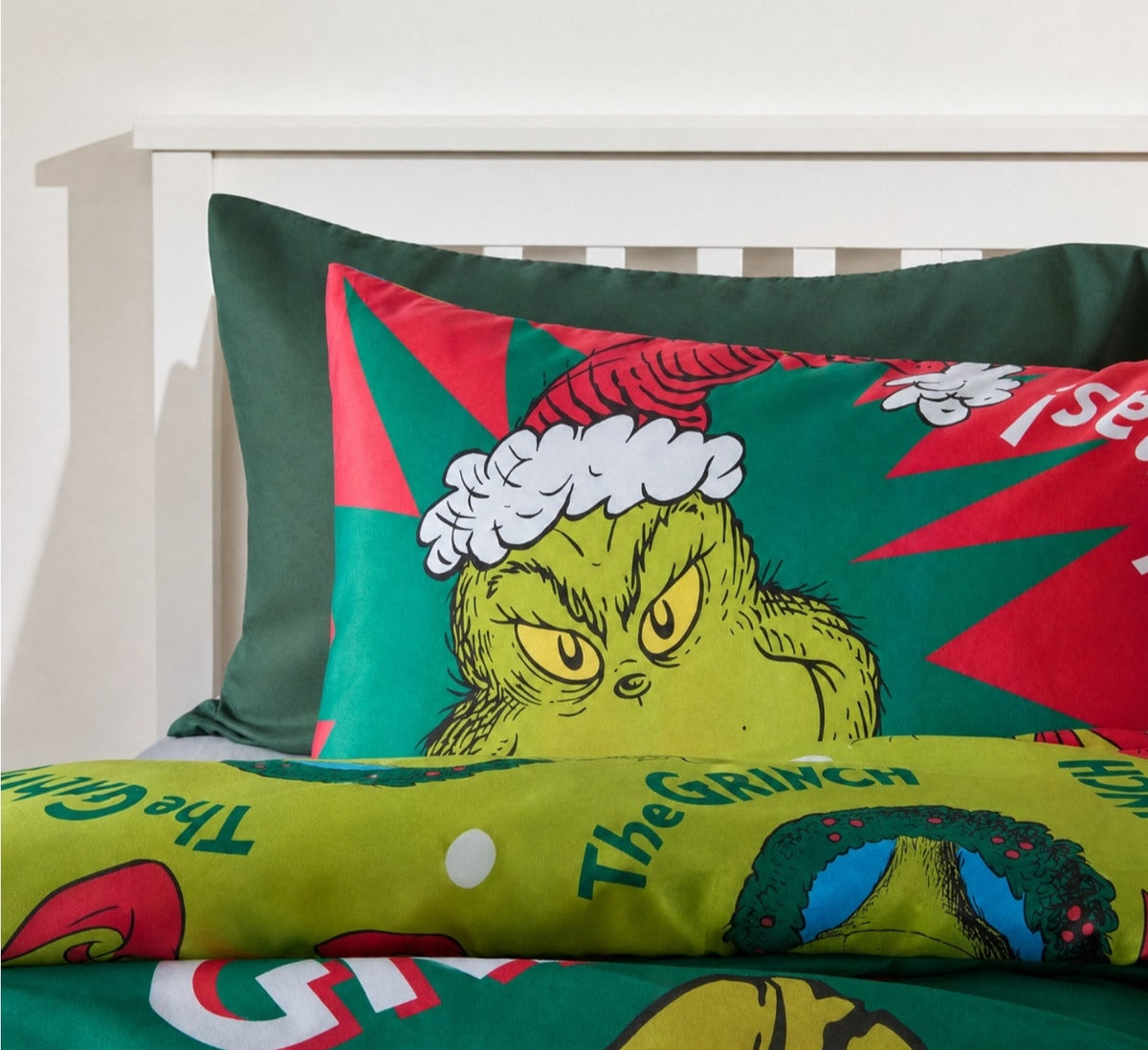 Grinch Printed Duvet Set - Green