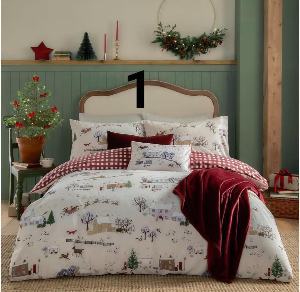 Christmas Duvet Cover Set  
Reversible Festive Winter  Bedding