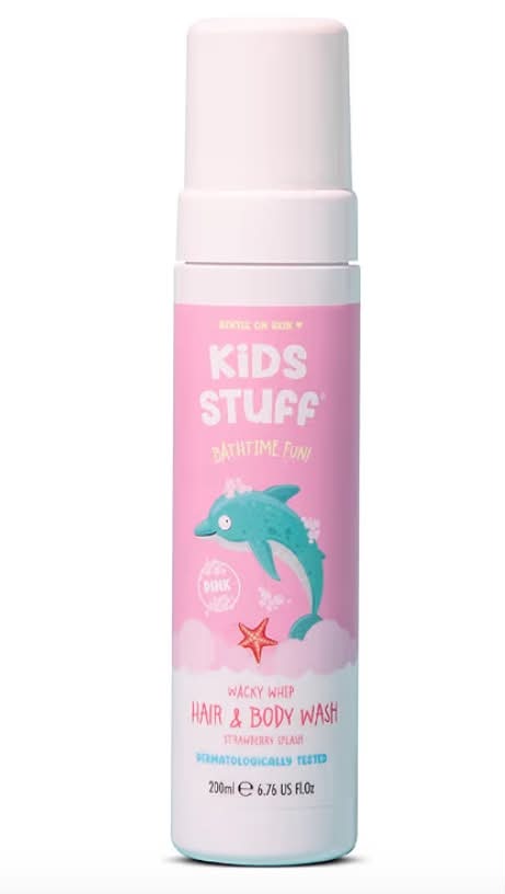 Kids Stuff Pink Wacky Whip Foaming Hair & Body Wash with Strawberry Swirl Fragrance  Dermatologically Tested Kids Hair & Body Wash Gently Cleanses Hair & Skin Vegan  Cruelty Free 200ml