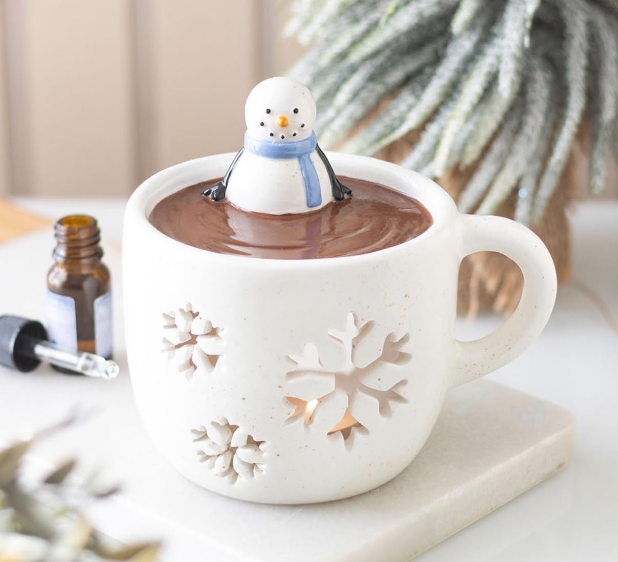 SNOWMAN HOT CHOCOLATE OIL BURNER AND WAX WARMER