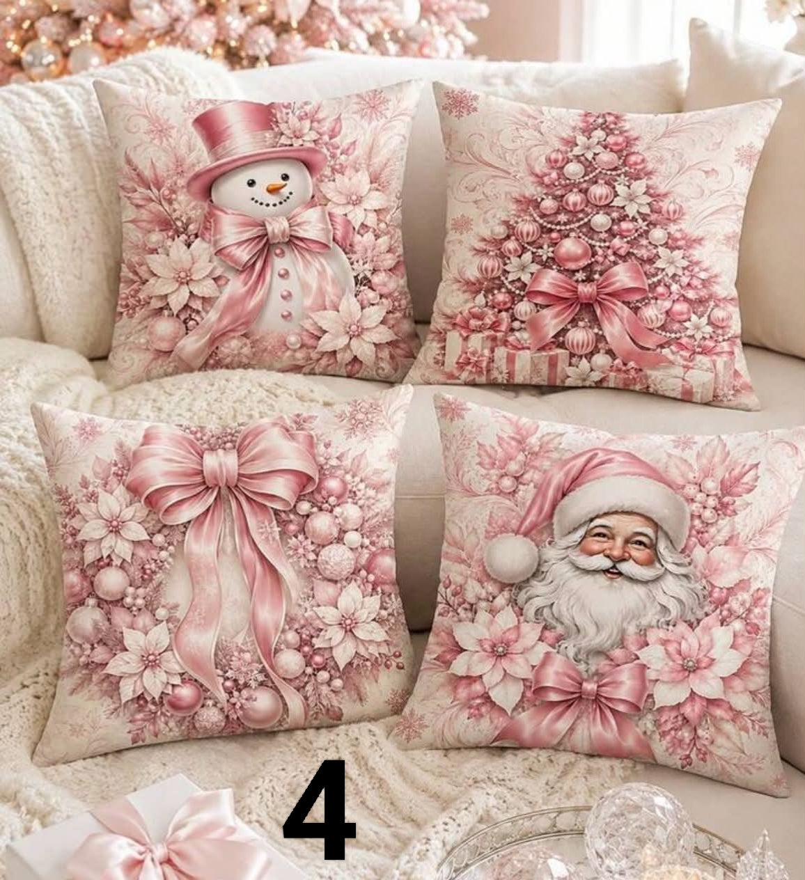4pcs  Christmas Pillow Case,