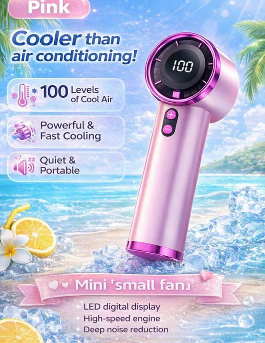 Portable Handheld Fan, Adjustable 1-100 Wind Speed Levels, Turbo Boost Function, 1800mAh Rechargeable Battery, Digital Display, Suitable For Men And Women, Great For Travel/Camping/Outdoor Activities