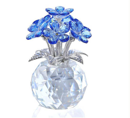 Movdyka Crystal Forget-Me-Not Bouquet Figurines Gifts for Her Blue Flowers Ornaments