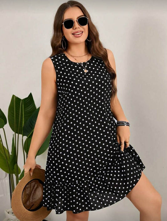 Plus Size Women's Round Neck Sleeveless Summer Dresses