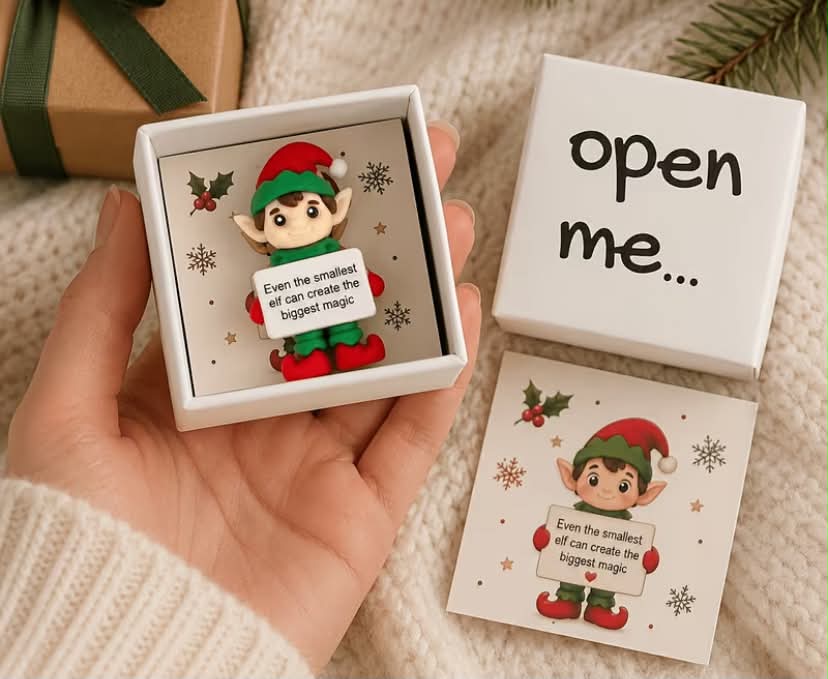 Open Me Christmas Elf Creative Gift Packaging Box, Heartwarming Encouragement Card with Cute Holiday Additions,