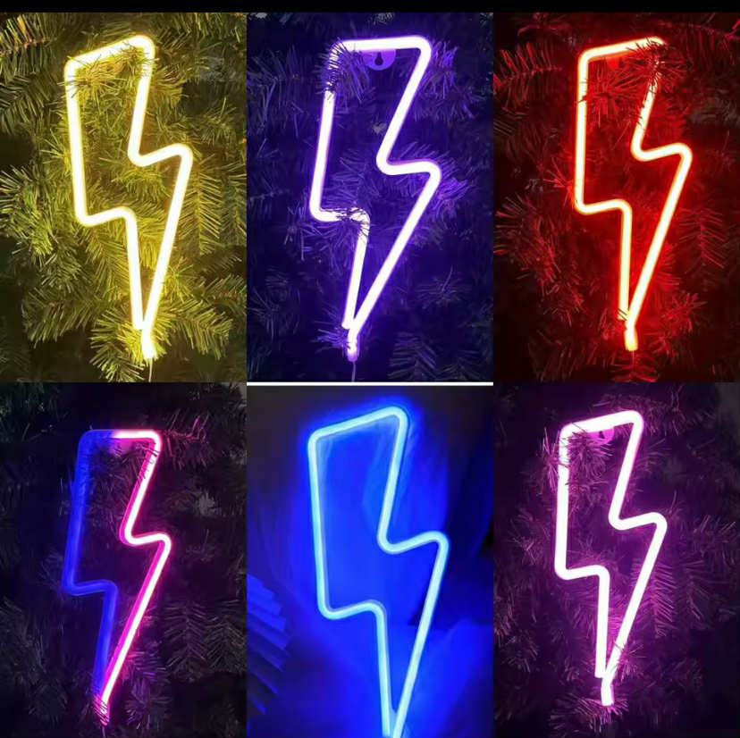 3 Piece, Lightning-Shaped Neon Light