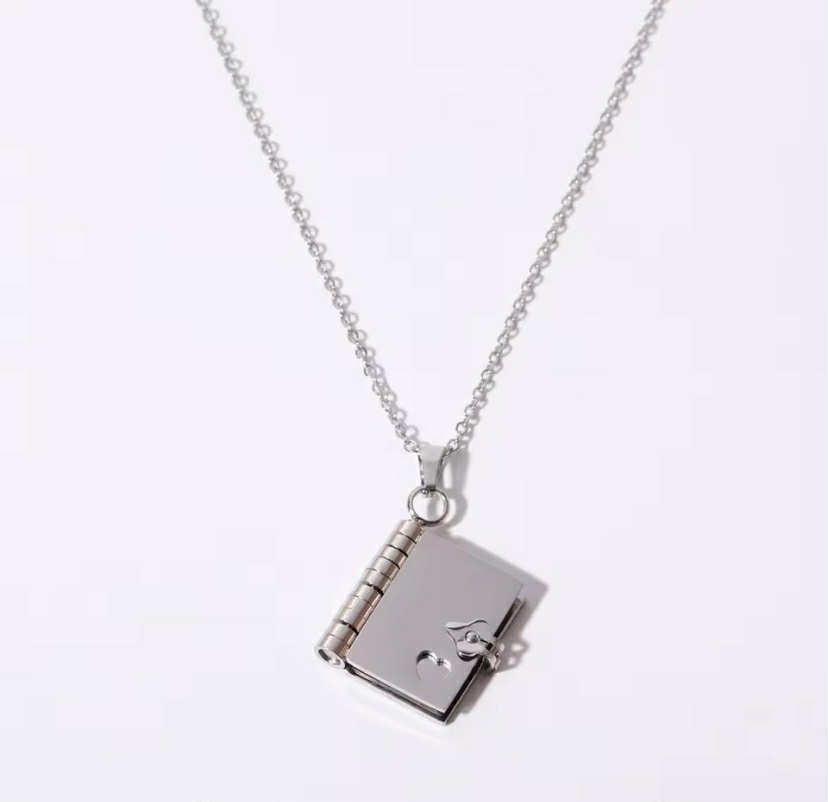 Stainless Steel Couple Book Pendant