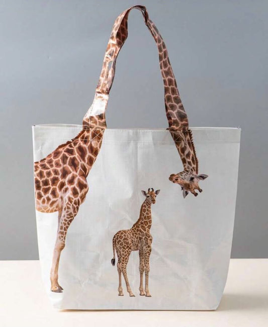 1 pc Whimsical Giraffe or Elephant Pattern Tote Bag - Large Capacity, Waterproof, Moisture-Proof, Reusable, Wear Resistant, Niche Unique Funny