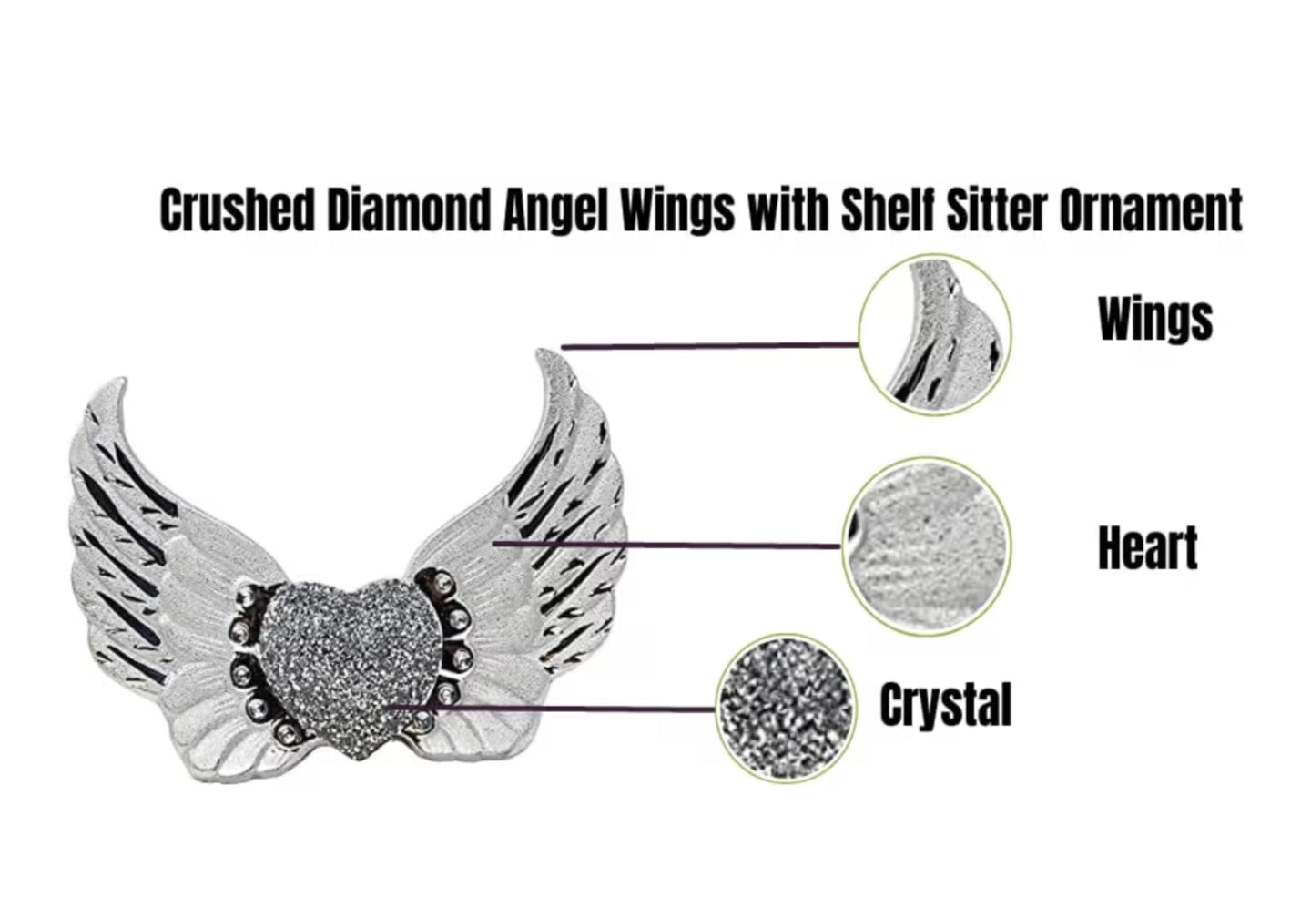 Guardian Crushed Diamond Angel Wings Shelf Sitter