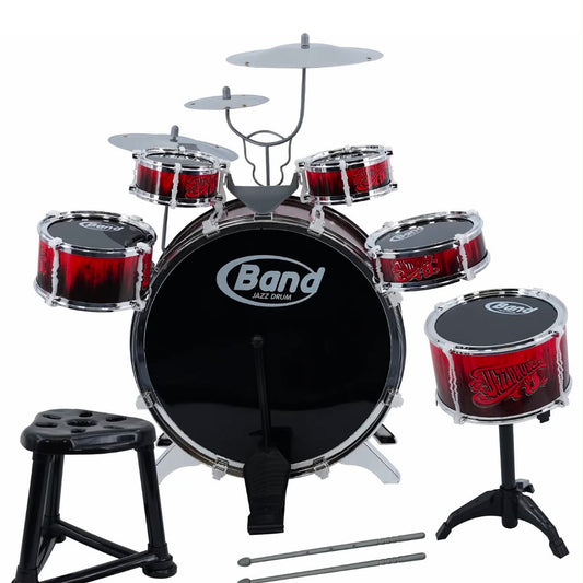 The Magic Toy Shop Kids 10 Piece Drum Kit With Stool