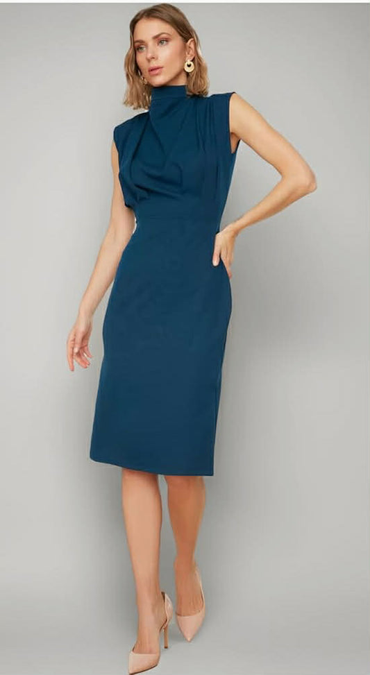 Women Midi Basic Slim Woven Dress