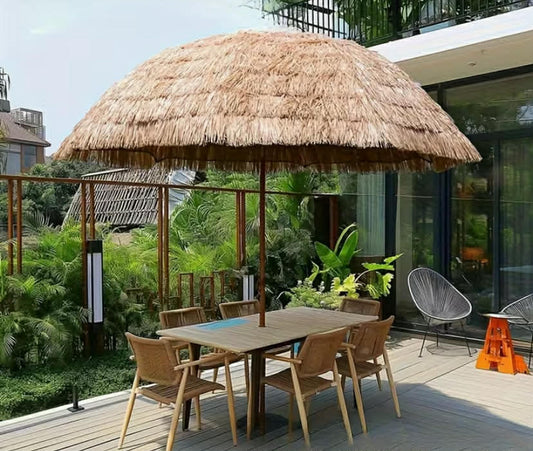 Outdoor Umbrella Straw Sunshade Umbrella Hawaiian Style Thatched Garden Umbrella, Tiki Beach Umbrella, Foldable Patio Table Umbrella, Portable Market Umbrella (Base Optional), Tilt Function