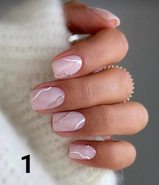 24/30pcs Almond-Shaped Short Nude & White Contrast Nail Art Set, Includes 1pc Gel Polish & 1pc Nail File, Reusable For Party, Dance Or Daily Wear, Nail Care Accessories Nails Nail Supplies
