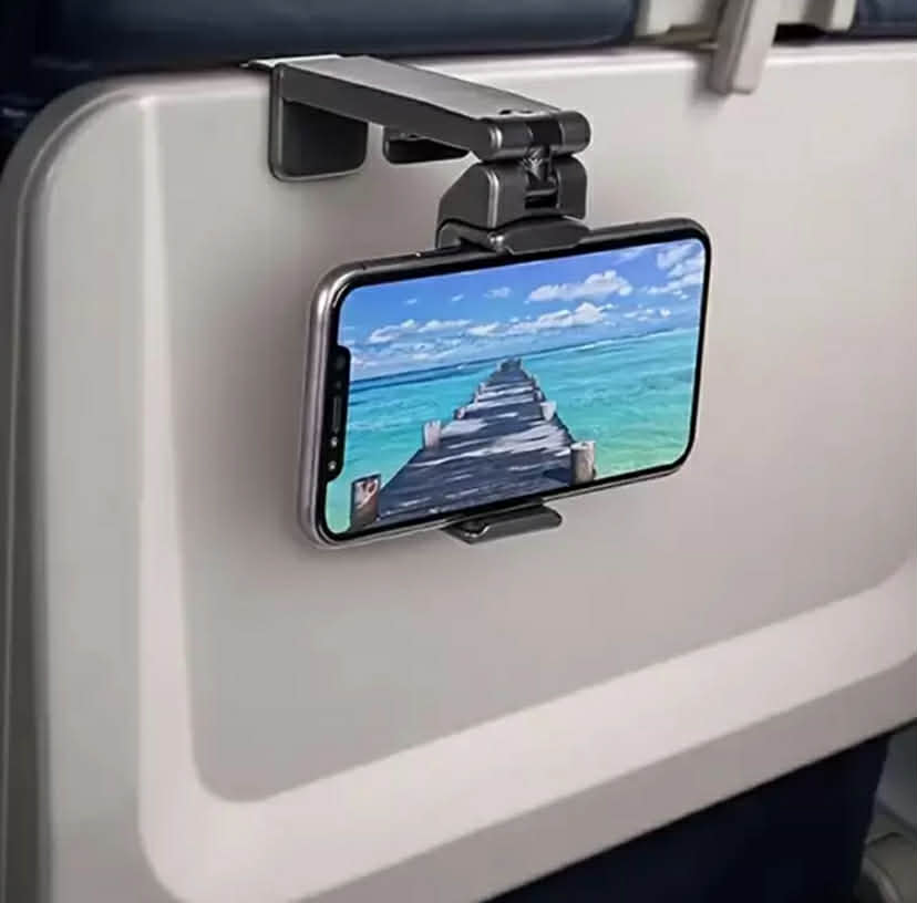 Airplane Phone Holder, Portable Travel Stand Desk Flight Foldable Adjustable Rotatable Selfie Holding Train Seat Stand, Seat Bracket Car Phone Holder