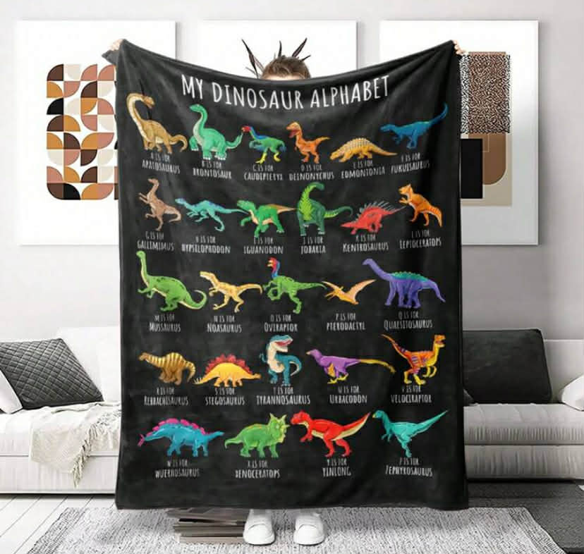 1 pc Cartoon Dinosaur Printed Blanket, Soft & Warm Fleece Nap Blanket,