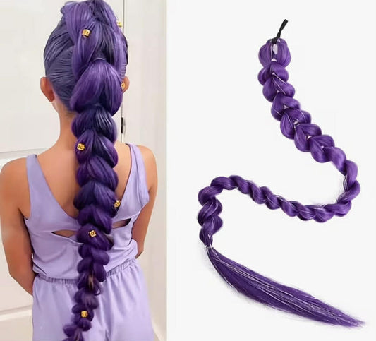 Purple Pigtail Wig  Pigtail with Laser Wire  Advanced Synthetic Hair, Suitable for Avantgarde Hairstyle, Role Play and Party Style