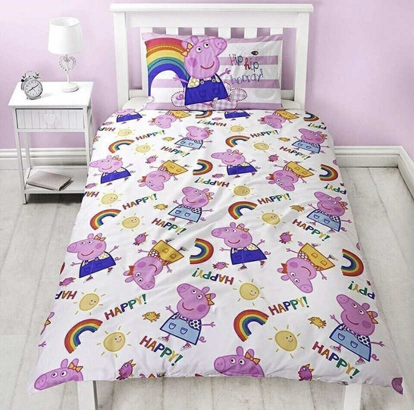 Peppa Pig "Hooray" Design Single Panel Duvet Quilt Cover Set