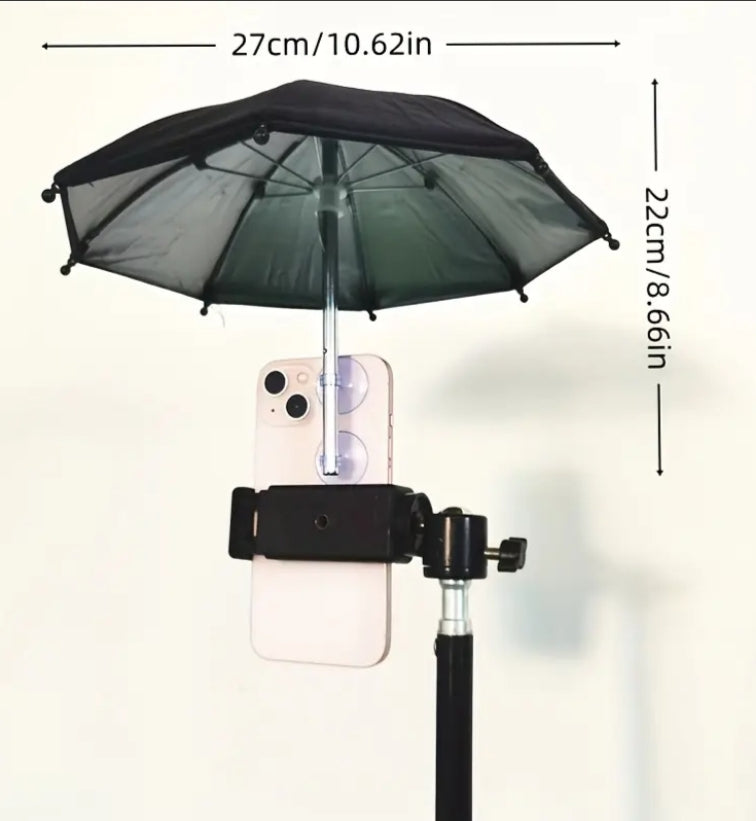 An Outdoor Phone Sunshade Umbrella with a Small Clip, Suitable for Beaches, Photography and Videography, Car Phone Mounts, -resistant and Anti-glare Phone Umbrella.