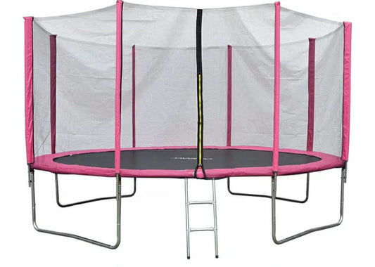 Evre Outdoor Trampoline with Safety Net, Padded Poles and Ladder in Blue or Pink 10 ft