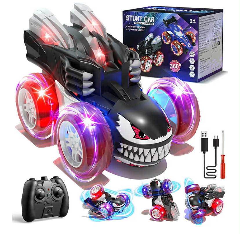 Remote Control Cars for Kids, 2.4Ghz Fast RC Stunt Bat Truck with Cool Lights