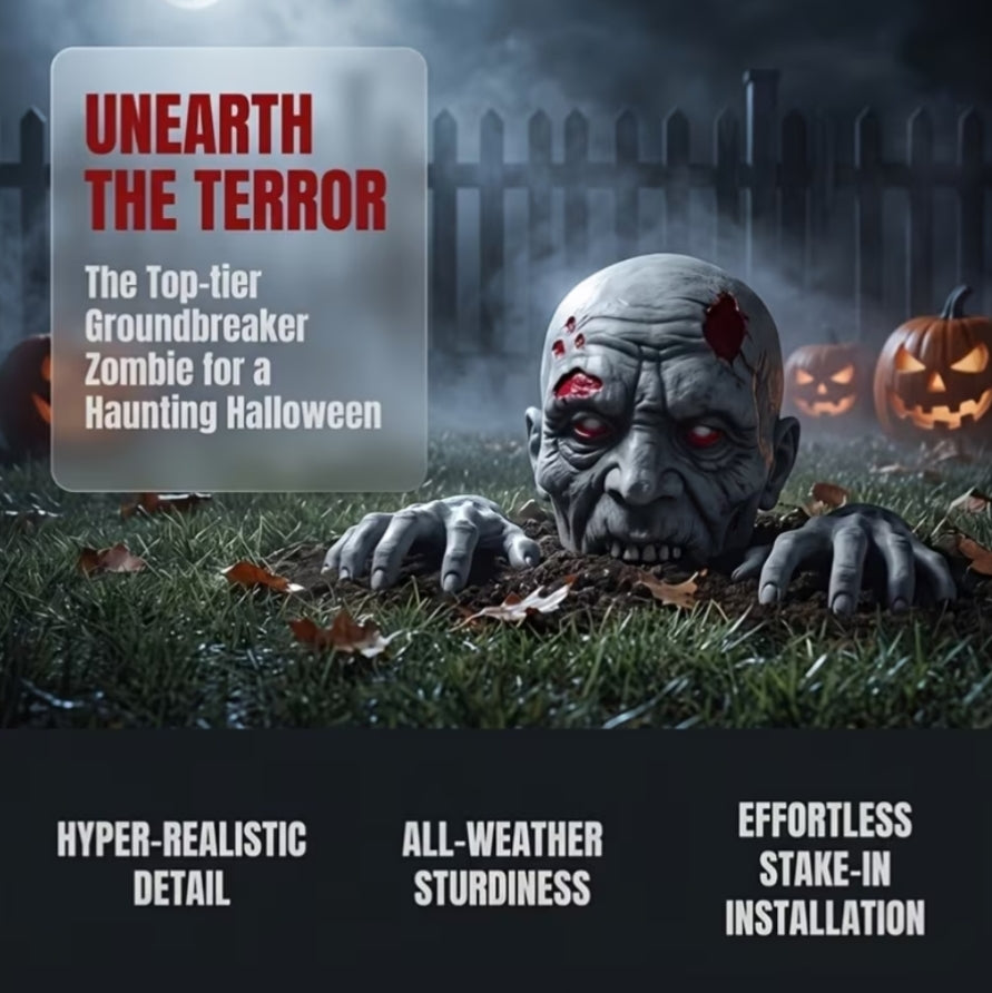 【3D】 Realistic Zombie Garden Stakes Halloween Decorations Outdoor Yard Stakes Outside House Lawn Patio Party Graveyard Scenes